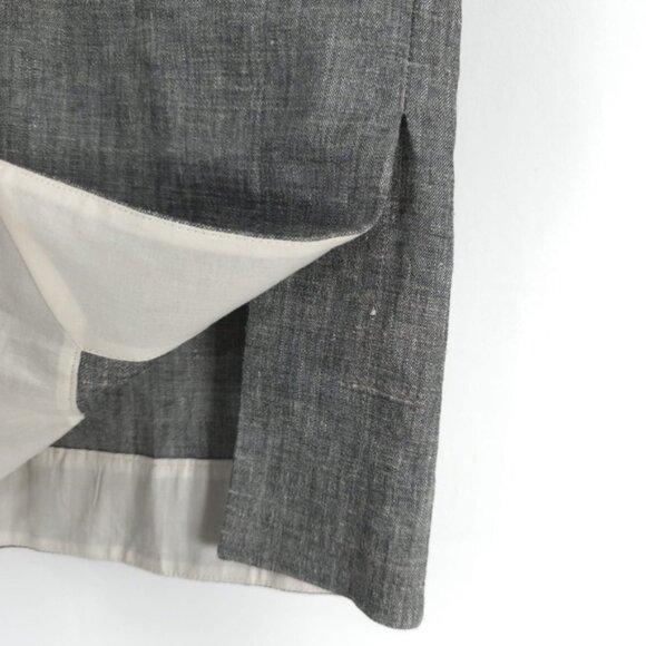 NWT Theory LINEN Blend SLIT FRONT SHIFT Sharkskin Crunch Mini Dress MEDIUM - Picture 13 of 15